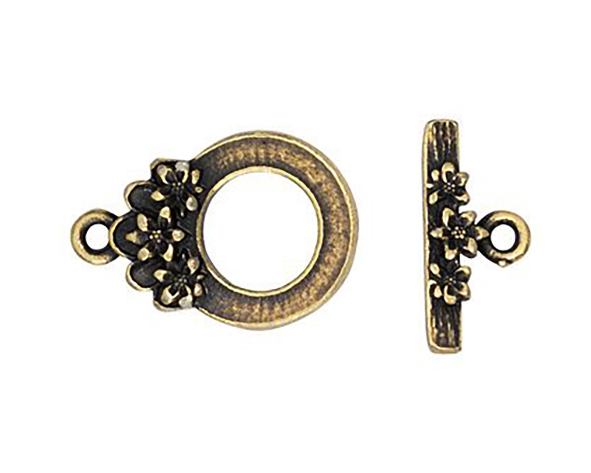 TierraCast Antique Brass (plated) Blossom Toggle Clasp 21x14mm, 17mm Bar