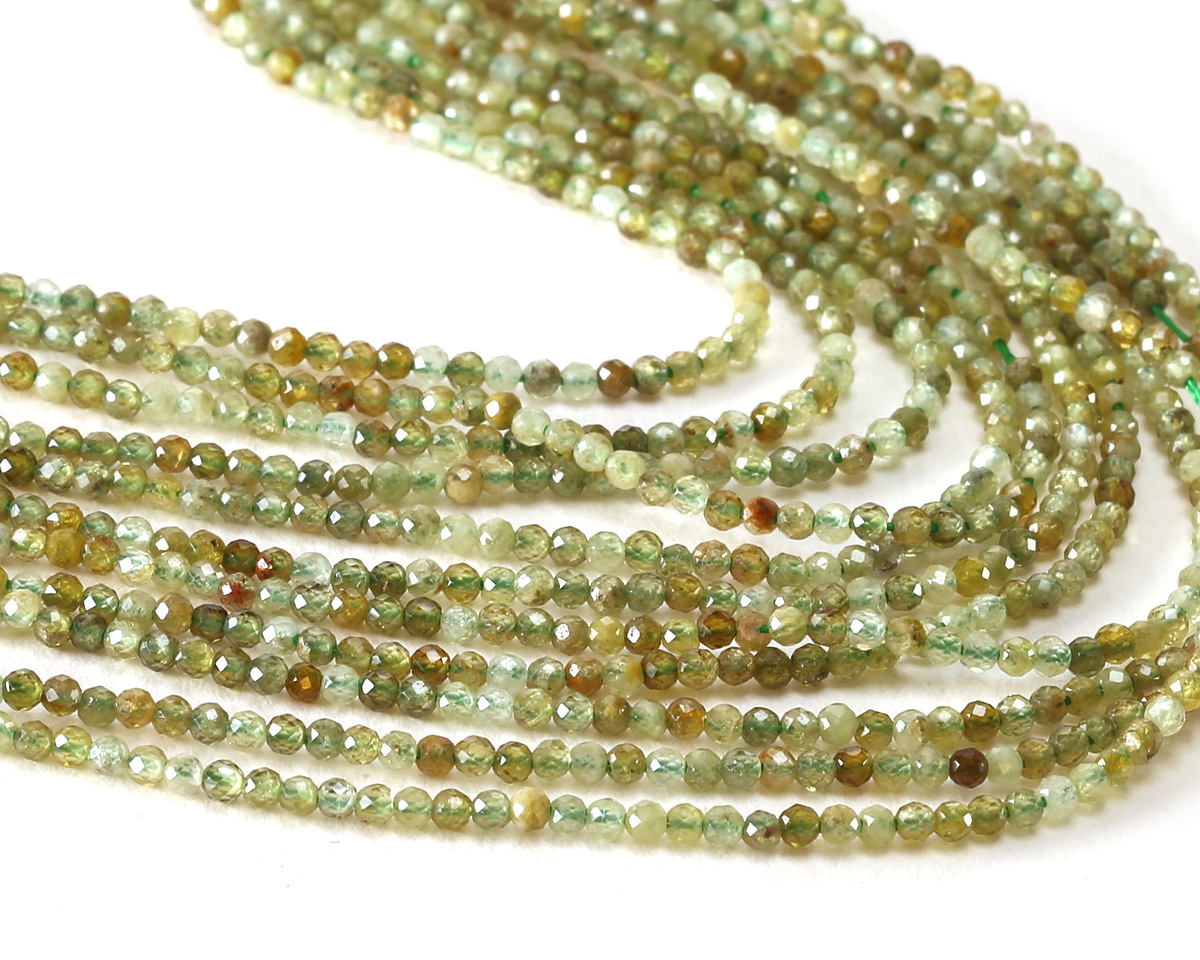 Green Garnet Microfaceted Round 2mm