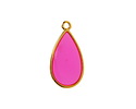 24K Gold (Plated) Transparent Paradise Pink Resin Drop Focal 13x23mm