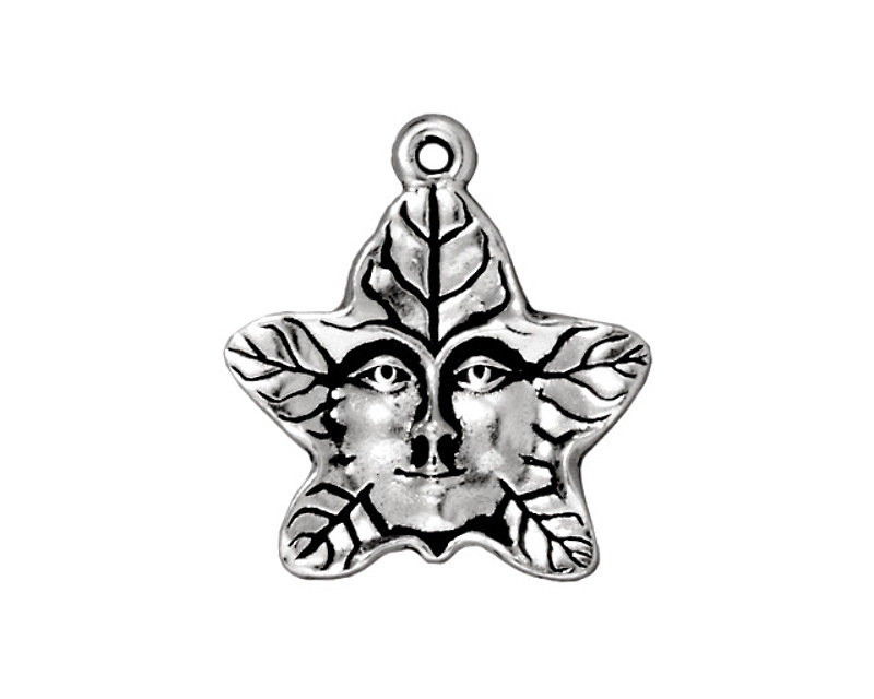 TierraCast Antique Silver (plated) 2-Sided Tree Spirit Charm 19x20mm