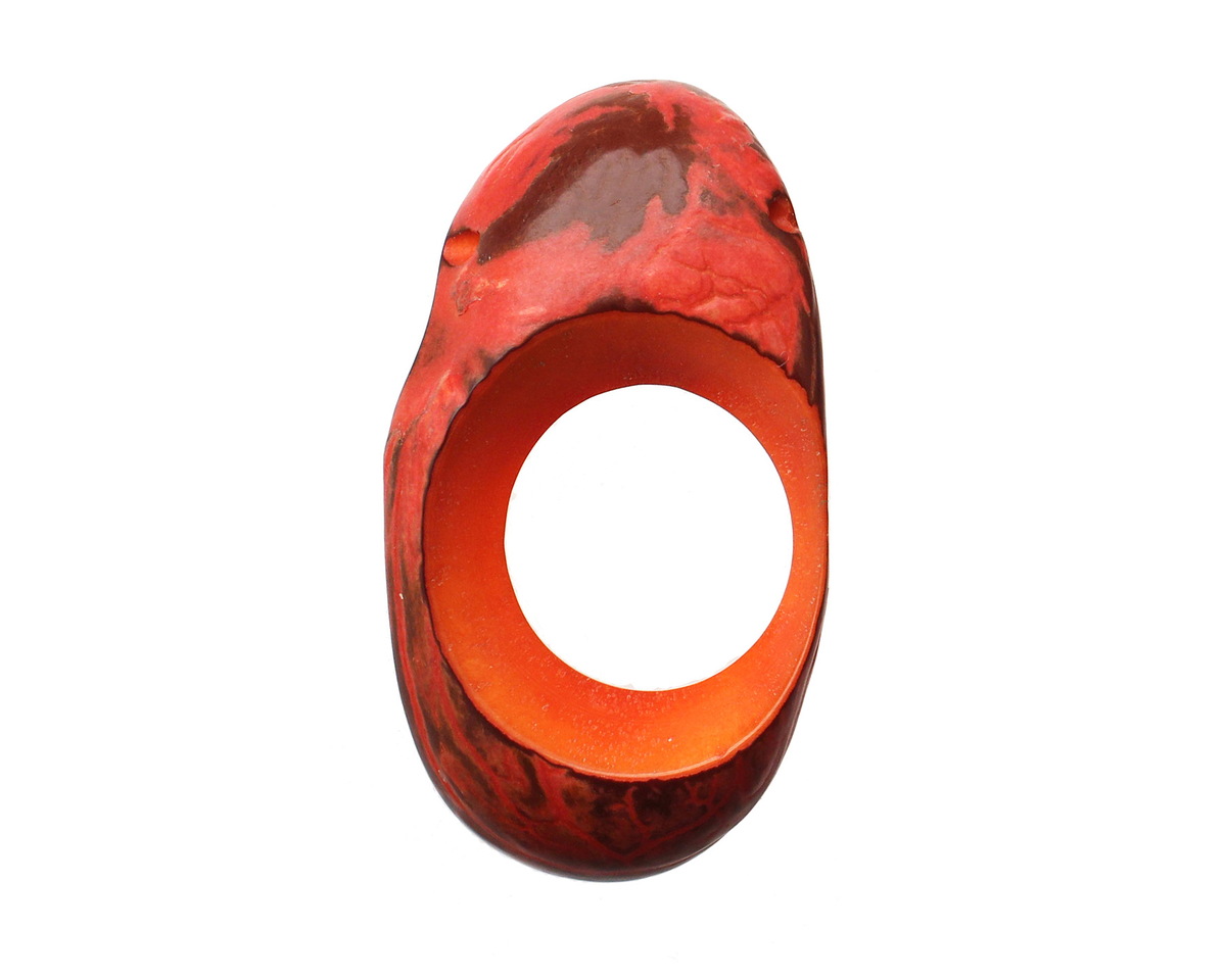 Tagua Nut Orange Open Slice (side drilled) 33-45x24-36mm