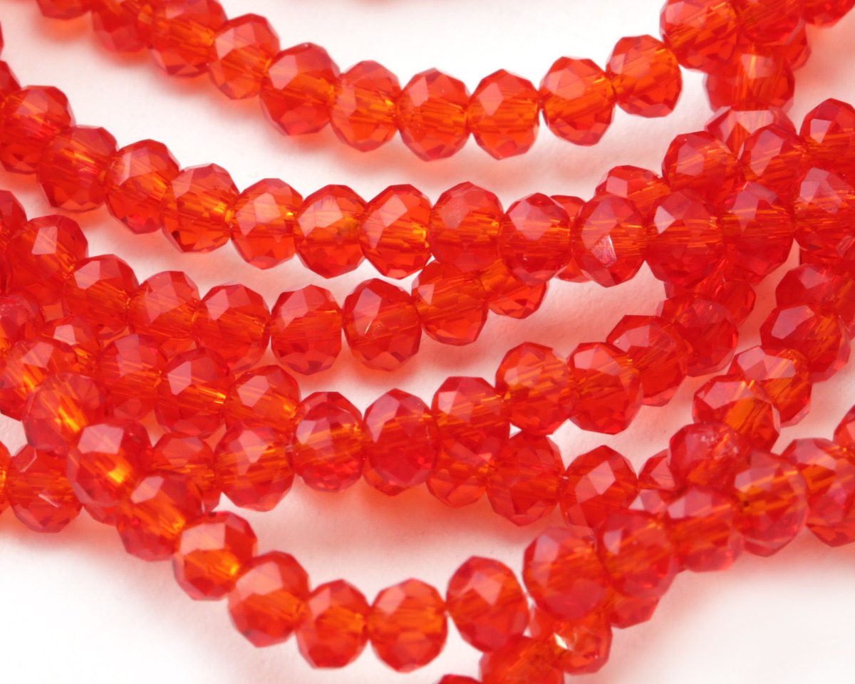 Paprika Crystal Faceted Rondelle 3mm