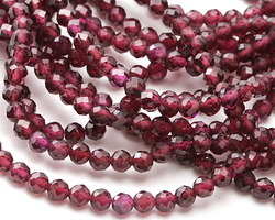 Garnet (AA) Diamond Cut Faceted Round 3mm