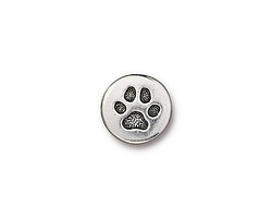 TierraCast Antique Silver (plated) Paw Print Button 12mm