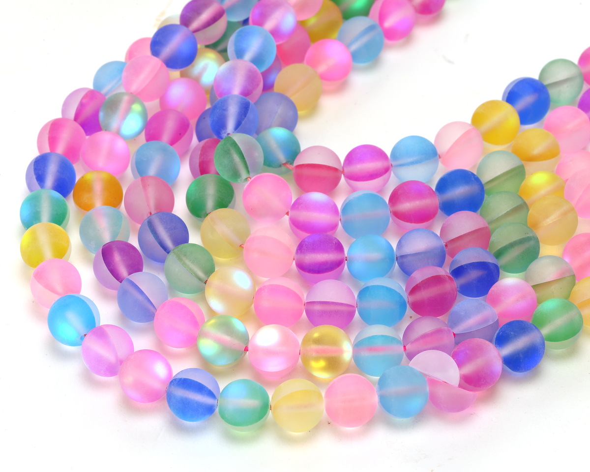 Multi Fused Glass AB (matte) Round 10mm