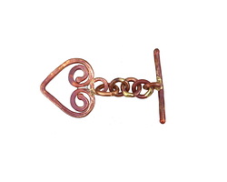Patricia Healey Copper Small Hammered Heart Toggle Clasp 19x16mm, 21mm Bar