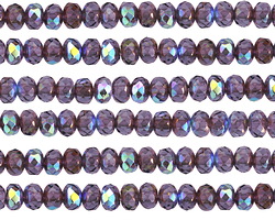 Czech Glass Violet AB w/ Bronze Fire Polished Rondelle 3x5mm