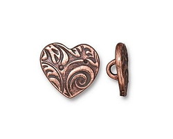 TierraCast Antique Copper (plated) Amor Heart Button 15x14mm