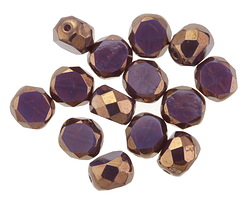 Czech Glass Plum w/ Bronze Faceted Table Cut Oval 8x7mm