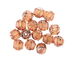 Czech Glass Matte Rosaline w/ Copper Lantern 6mm