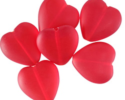Czech Glass Matte Ruby Red Heart 15mm