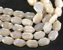 Sunset Blue Moonstone Microfaceted Flat Slab 13x9mm