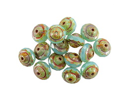 Czech Glass Green Turquoise Opal Picasso UFO 6x8mm