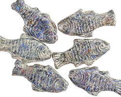 Czech Glass Pacific Blue w/ Rembrandt Finish Trout Fish Bead 24x10mm