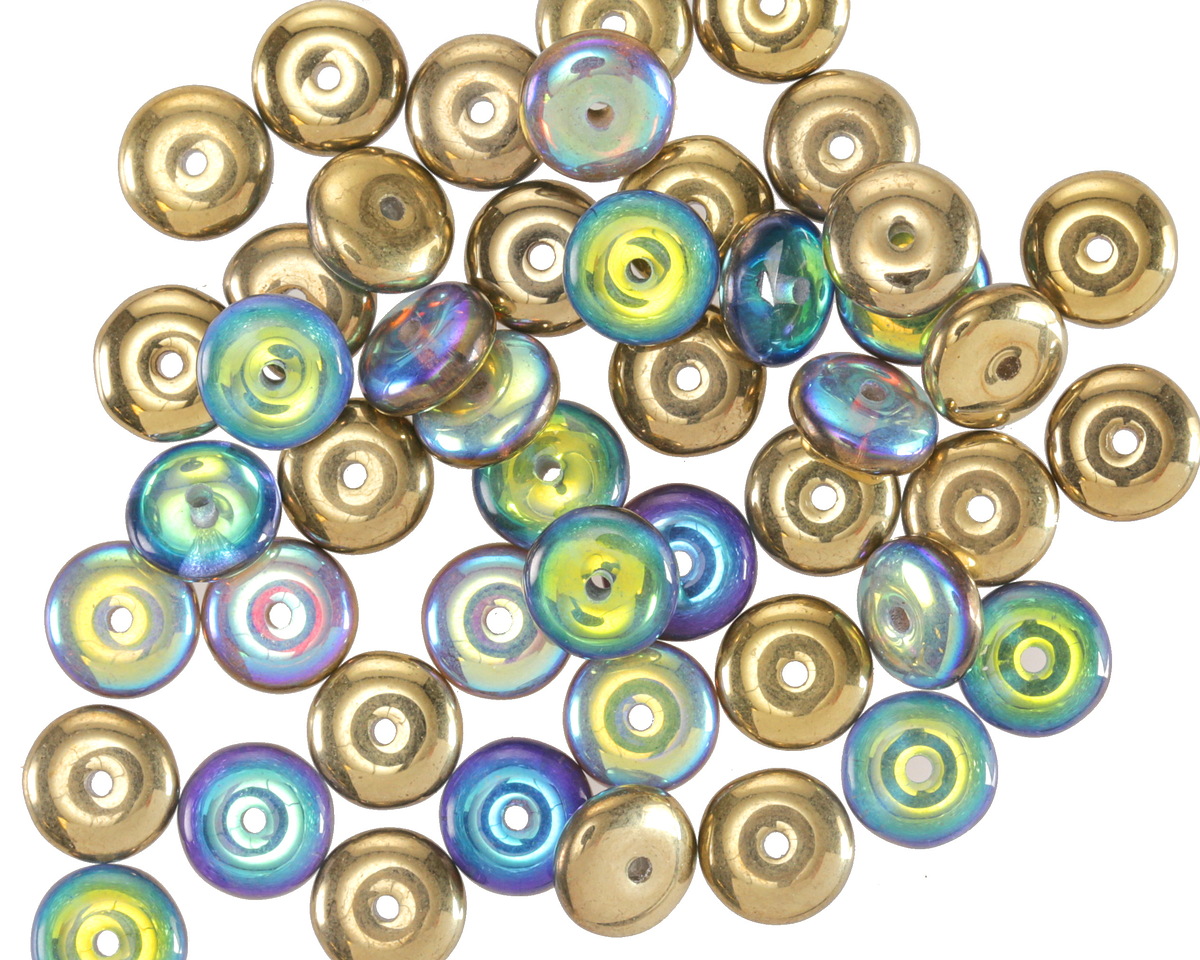 Czech Glass Crystal AB w/ Gold Finish Spacer 2x6mm