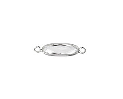Clear Crystal Elongated Oval Link in Silver Finish Bezel 22x6mm