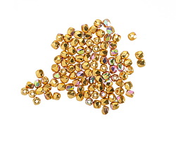 Czech Glass Gold AB Fire Polished Round 2mm