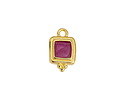 24K Gold (plated) Orchid Pearl Enamel Beaded Square Focal 10x16mm