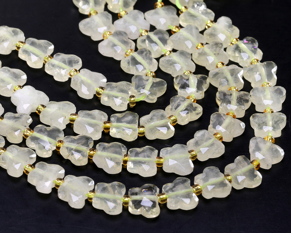 Lemon Quartz Microfaceted Butterfly 8x10mm