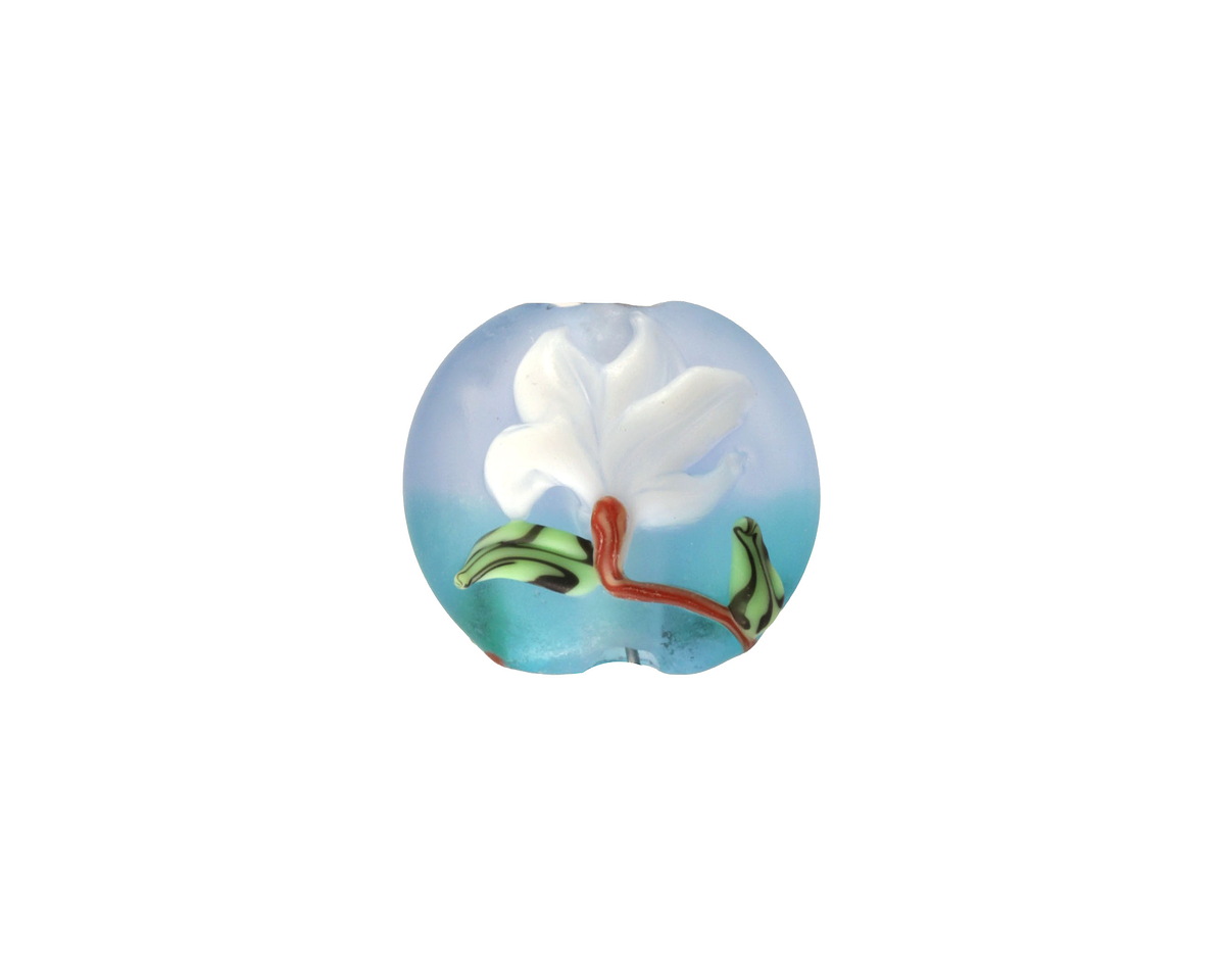 Grace Lampwork Matte Magnolia Mist Lentil 15x13mm