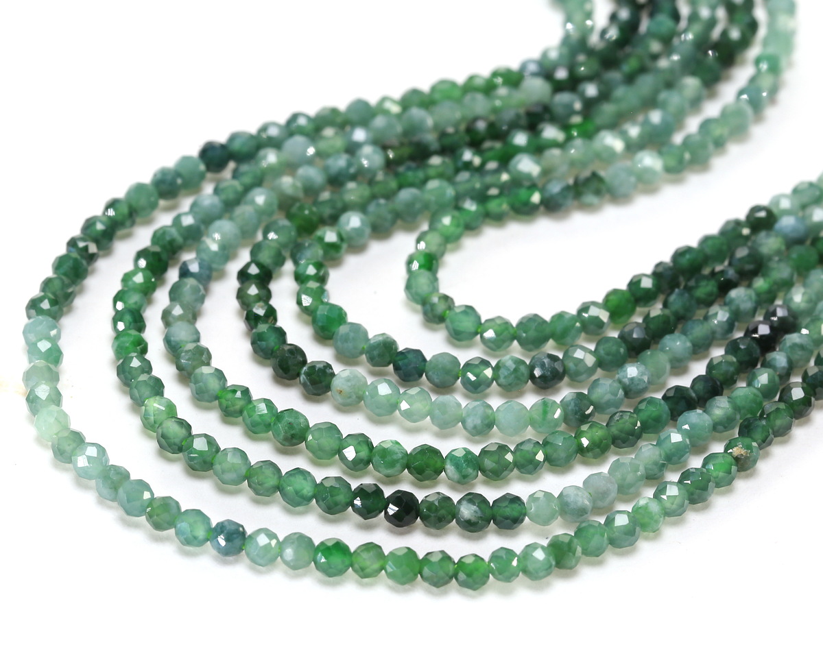 Guatemalan Jade (A) Ombré Microfaceted Round 3mm