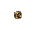 Nepalese Brass Bead w/ Turquoise Dots & Coral Mosaic Plumes 8x9mm