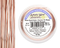 Artistic Wire Silver Plated Rose Gold 18 gauge, 20 feet