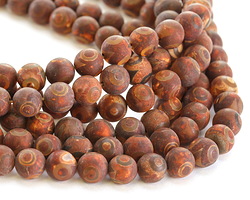 Tibetan (Dzi) Agate Matte Rust Round 8mm