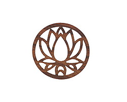 Walnut Wood Openwork Lotus Coin Focal 25mm