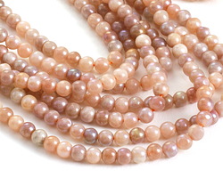 Peach Moonstone w/ AB Luster Round 4mm
