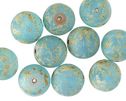 Czech Glass Matte Beach Glass Picasso Round Druk 12mm
