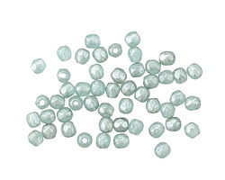 Czech Glass Matte Aquamarine w/ Silver Flecks Fire Polished Round 3mm