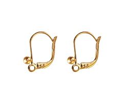 Gold (plated) Leverback Earring w/ 3mm Ball 12x15mm