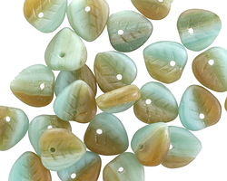 Czech Glass Matte Sunny Coast Leaf Drop 9mm