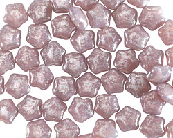 Czech Glass Pink Opal w/ Silver Flecks Star 6mm