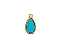 24K Gold (Plated) Transparent Turquoise Resin Drop Focal 8x15mm