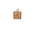 Peach Moonstone w/ Gold Finish Faceted Square Focal 10x13mm