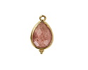 Strawberry Quartz w/ Gold Finish Faceted Teardrop Focal 12x21mm