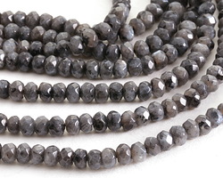 Blue Pearl Faceted Rondelle 4mm