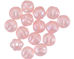 Czech Glass Pink Opal w/ Silver Luster Melon Round 8mm