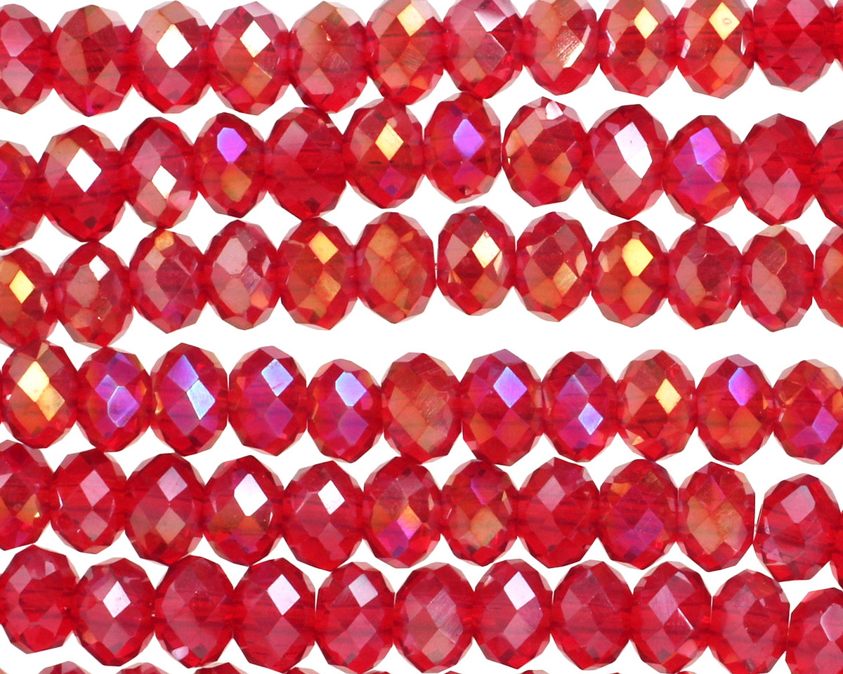 INACTIVE Garnet AB Crystal Faceted Rondelle 6mm