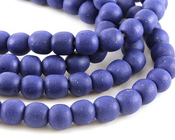 African Recycled Glass Opaque Navy Tumbled Round 13mm