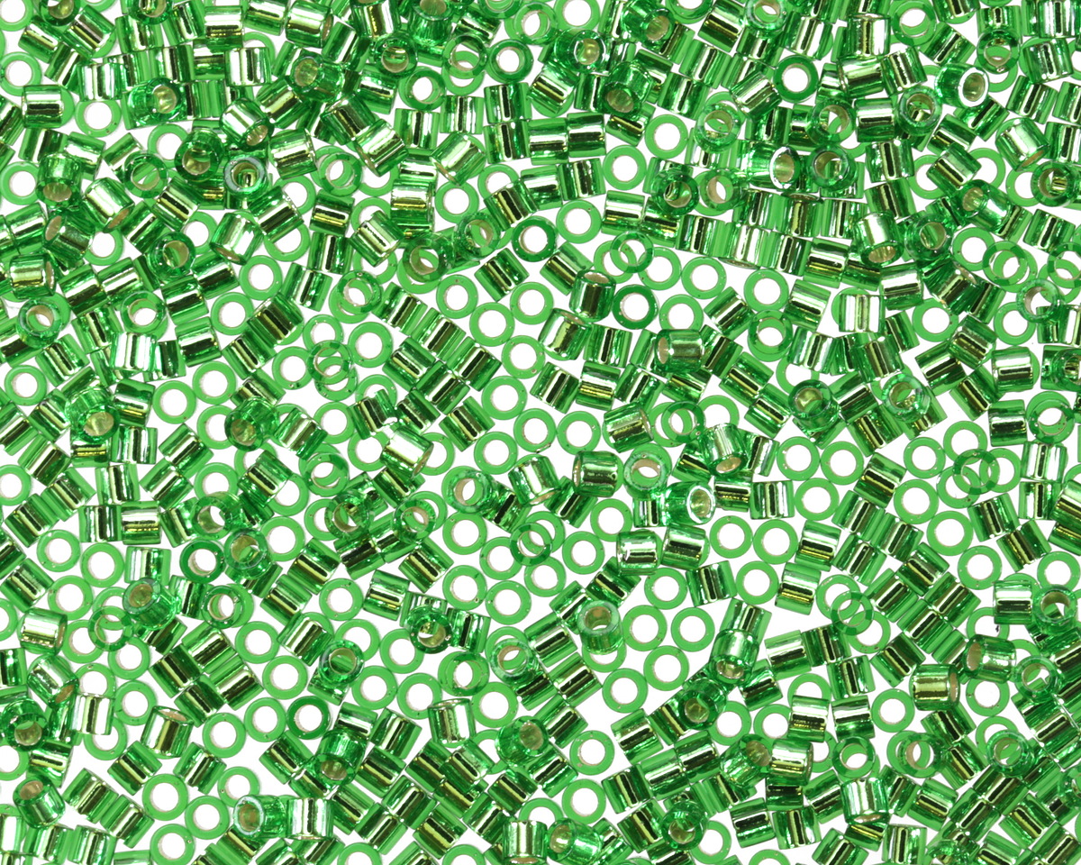 Miyuki Delica Silver Lined Green (DBS0046) 15/0 Seed Bead