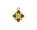 24K Gold (plated) Transparent Gray Enamel Quatrefoil Focal 15x18mm