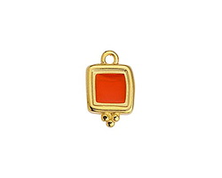 24K Gold (plated) Hyacinth Enamel Beaded Square Focal 10x16mm