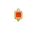 24K Gold (plated) Hyacinth Enamel Beaded Square Focal 10x16mm
