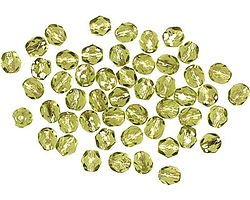 Czech Glass Silver Lined Olivine Fire Polished Round 4mm