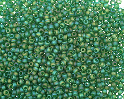 TOHO Transparent Rainbow Frosted Grass Green Round 11/0 Seed Bead