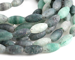Matte Blue Green Quartz Rice 16x8mm