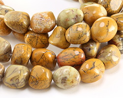 Yellow Moss Agate Tumbled Nugget 13-20x9-14mm